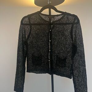 Black Sequin Sheer Sweater by Adolfo Dominguez